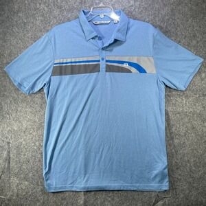 Travis Mathew Golf Polo Shirt Athletic Striped Blue XL